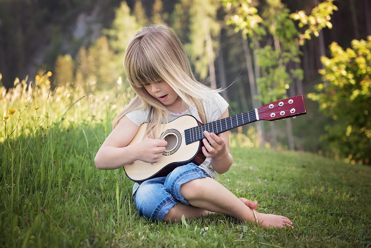 about-us person, human, child, girl, blond, guitar, make music, play guitar, music, outdoors, nature, portrait, human, guitar, guitar, music, music, music, music, music
